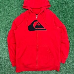 Quiksilver red and black zip-up hoodie